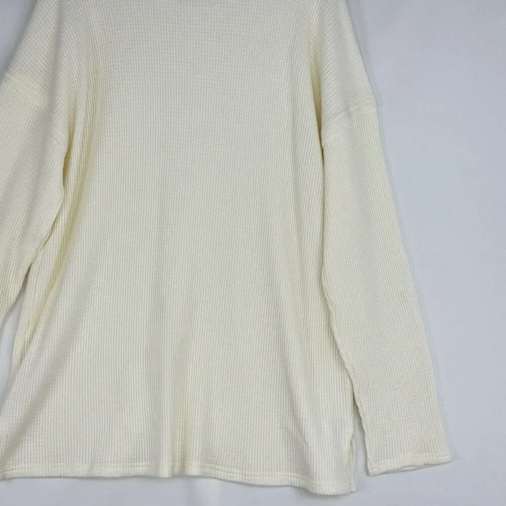 Ninety Clothing Co XL Ivory Knit Sweater Relaxed With Button Accents